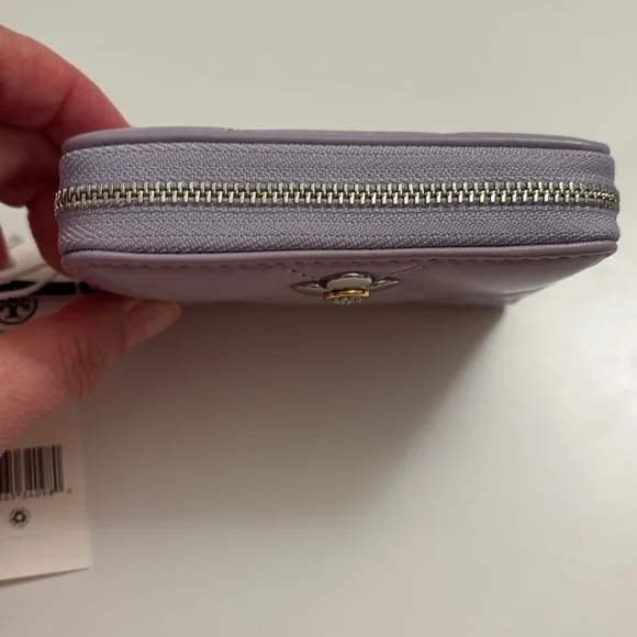 Tory Burch Kira clover Diamond purple small zip wallet Nwt - Picture 2 of 6